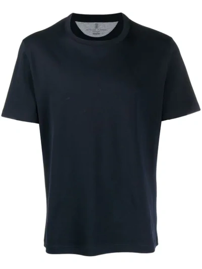 Shop Brunello Cucinelli Regular Fit Plain T-shirt In Blue