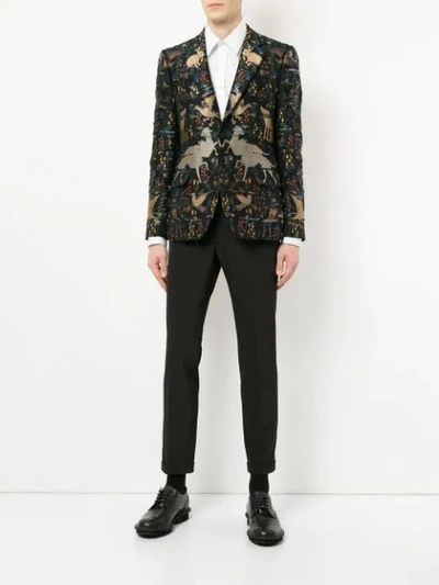 Shop Alexander Mcqueen Jacquard Blazer In Black