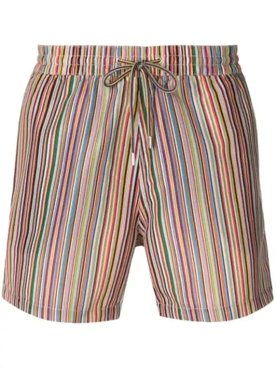 Shop Paul Smith Striped Swim Shorts In Red
