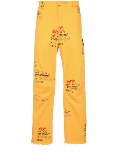 off white jeans yellow stripe