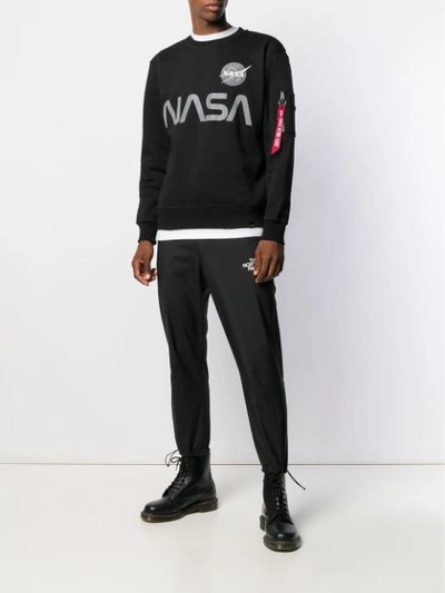 Shop Alpha Industries Nasa Print Sweatshirt In Black