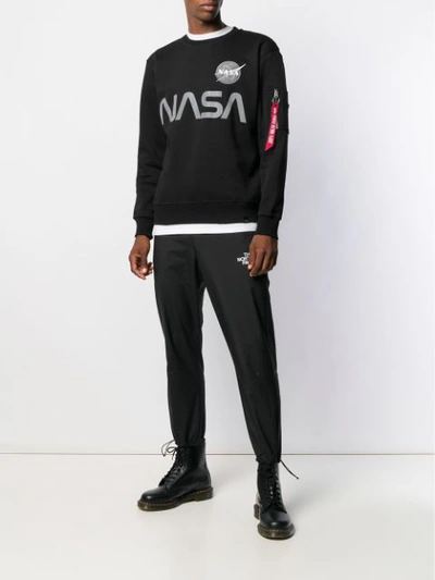 ALPHA INDUSTRIES NASA PRINT SWEATSHIRT - 黑色