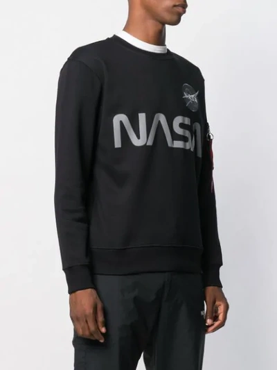 Shop Alpha Industries Nasa Print Sweatshirt In Black