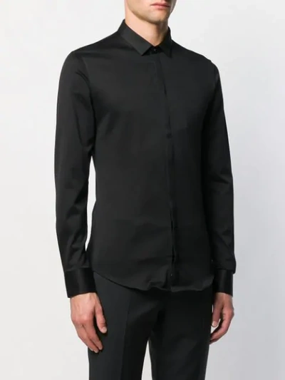 Shop Emporio Armani Poplin Shirt In Black
