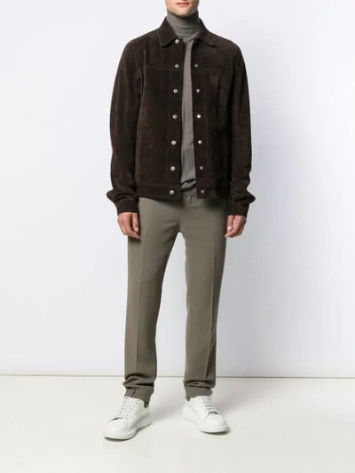 Shop Rick Owens Suede Jacket In Brown