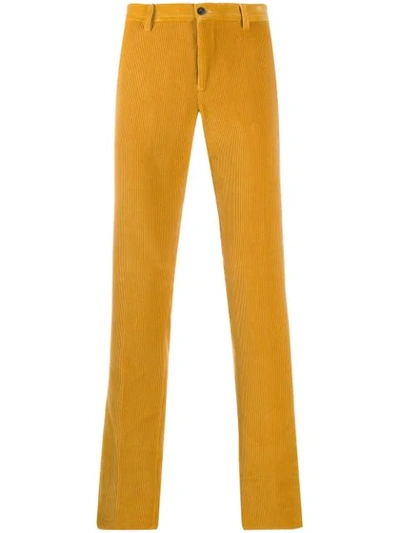 Shop Etro Corduroy Straight-leg Trousers In Yellow