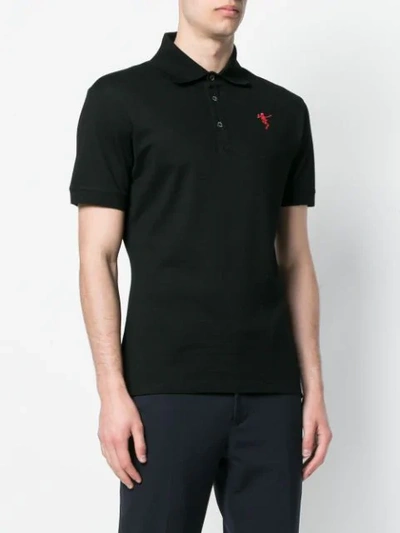 Shop Alexander Mcqueen Dancing Skeleton Polo Shirt In Black