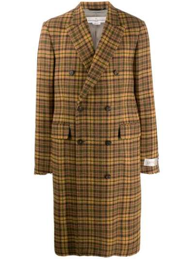 Shop Golden Goose Double-breasted Tweed Coat In Brown