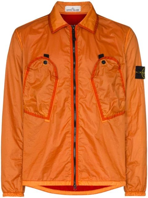 Stone Island Lamy Flock Overshirt Jacket In Orange | ModeSens