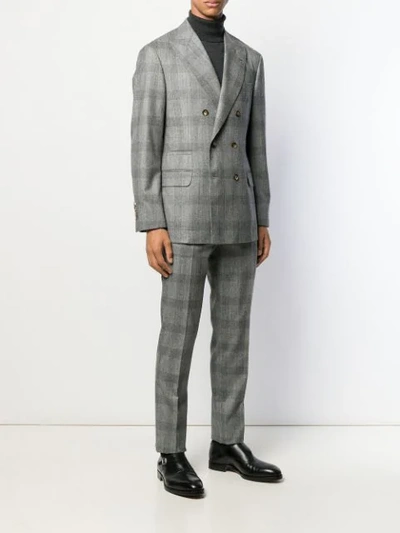 Shop Brunello Cucinelli Checked Suit In Grey