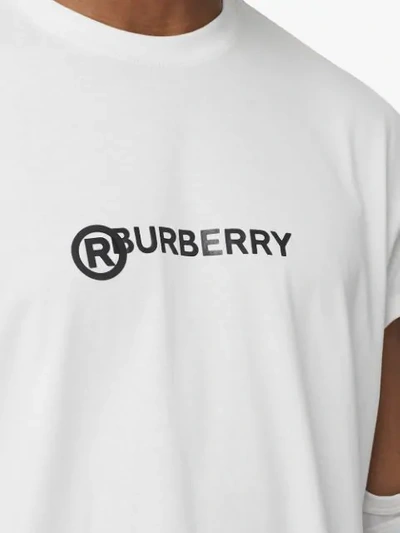 Shop Burberry Logo Print Cut-outt-shirt In White