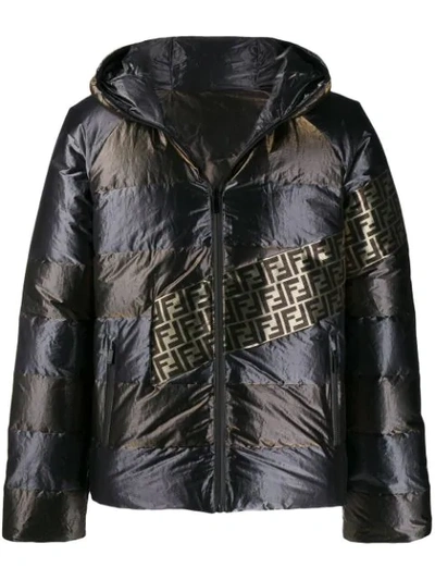 Shop Fendi Ff Reversible Padded Down Jacket In Silver