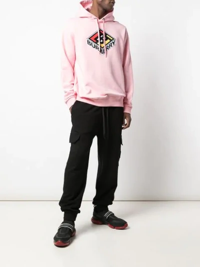 Shop Burberry Graphic Logo Hoodie In Pink