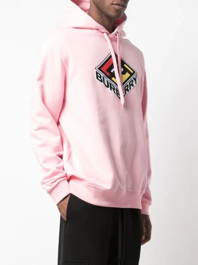 Shop Burberry Graphic Logo Hoodie In Pink