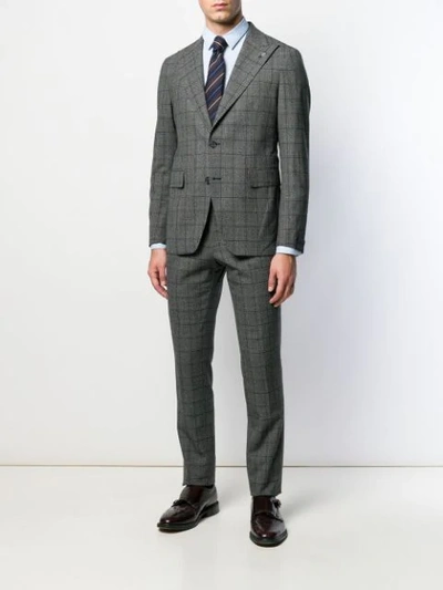 Shop Tagliatore Check Patterned Suit In Grey