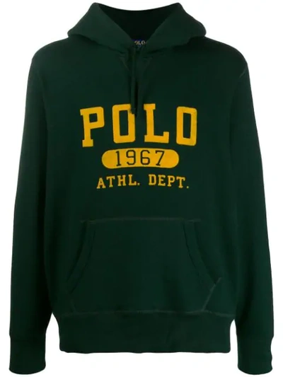 Shop Polo Ralph Lauren Logo Hoody In Green