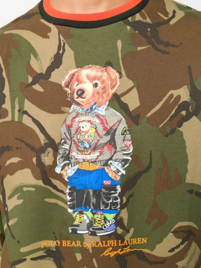 Shop Polo Ralph Lauren Camo Polo Bear Sweatshirt In Green