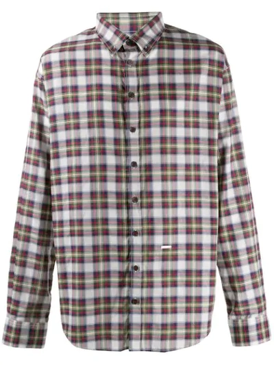 Shop Dsquared2 Dropped Military Checked Shirt In White