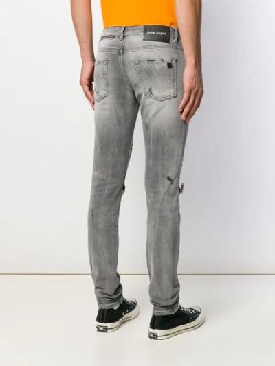 Shop Palm Angels Zip Detail Skinny Jeans In Grey