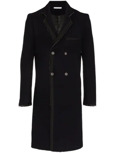 Shop Lot78 Double Breasted Wool Blend Overcoat - Black