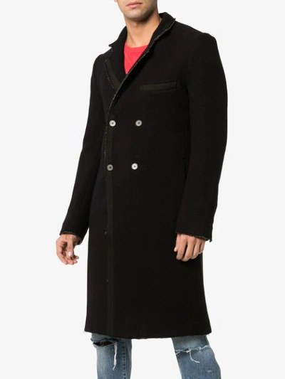 Shop Lot78 Double Breasted Wool Blend Overcoat - Black