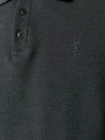 SAINT LAURENT LOGO刺绣POLO衫 - 灰色