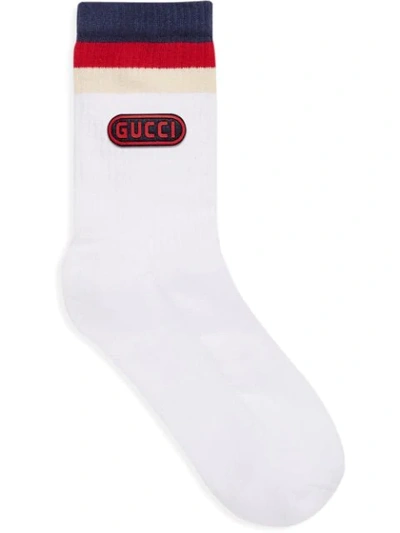 Shop Gucci Logo Socks In White
