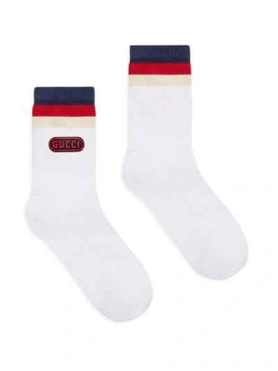 Shop Gucci Logo Socks In White