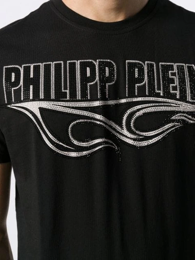 Shop Philipp Plein Embellished Logo T-shirt In Black