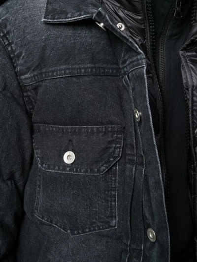 Shop Sacai Denim Down Jacket In Black