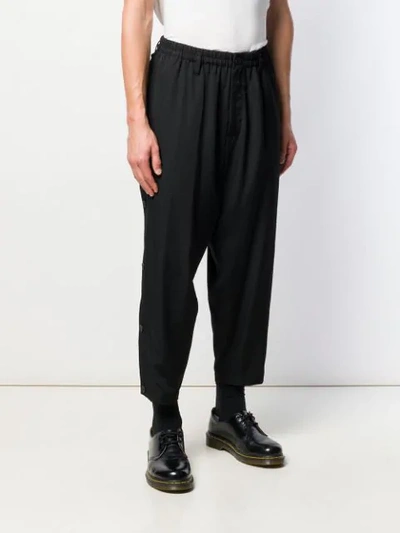 Shop Yohji Yamamoto Cropped Trousers In Black