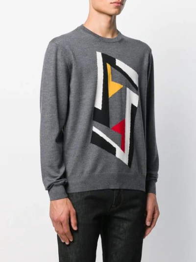 Shop Fendi Futuristic Ff Motif Jumper In Grey