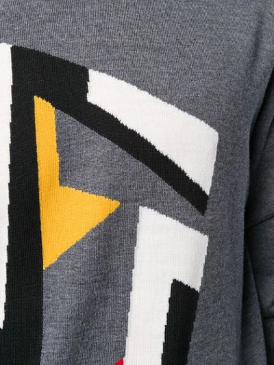 Shop Fendi Futuristic Ff Motif Jumper In Grey