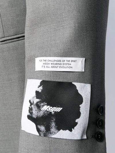 Shop Msgm Graphic Patch Blazer Jacket In Grey