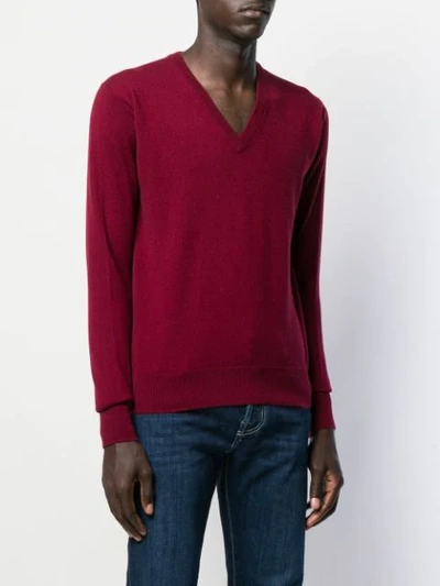 Shop Doriani Cashmere Cashmere V-neck Pullover In Red