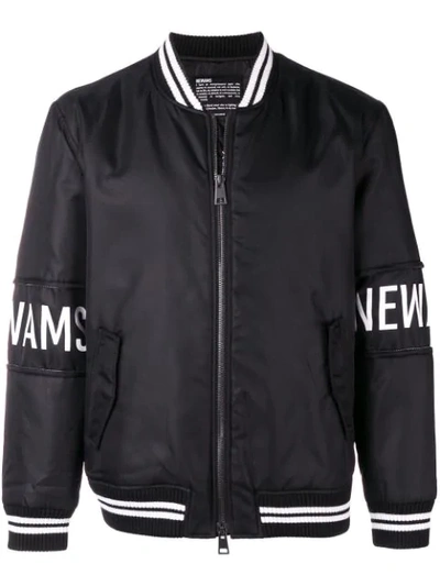 Shop Newams Zip Detail Bomber Jacket In Black