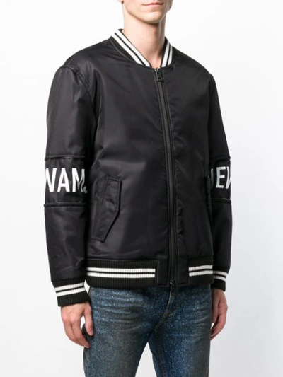 Shop Newams Zip Detail Bomber Jacket In Black