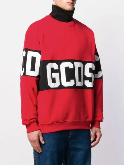 Gcds Long Sleeve Block Color Logo Sweater In Red