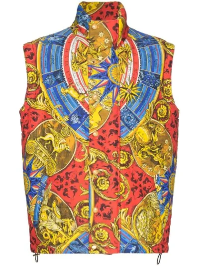 Shop Moschino Printed Padded Gilet In Multicolour