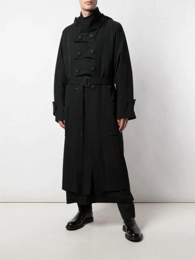 Shop Yohji Yamamoto Big Button Coat In Black