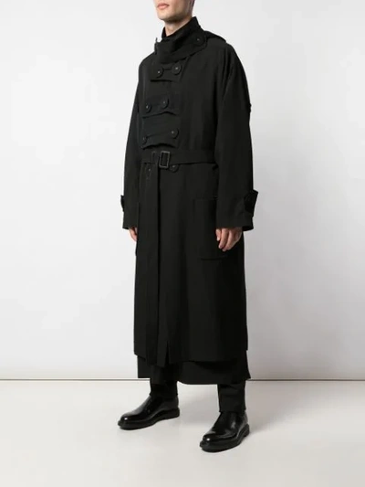 Shop Yohji Yamamoto Big Button Coat In Black