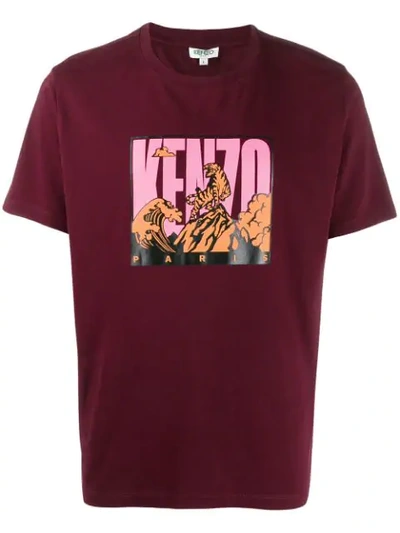 Shop Kenzo Tiger Mountain Logo Printed T-shirt In Red