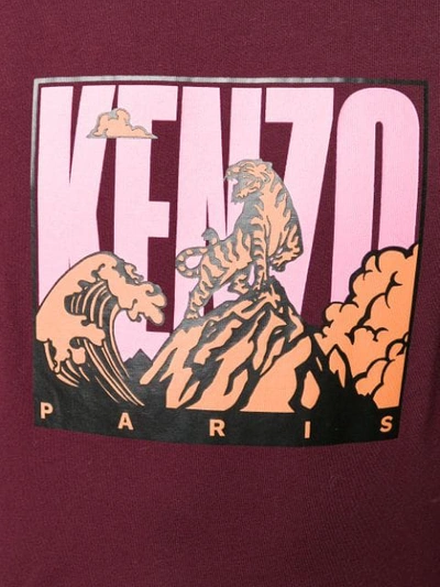 Shop Kenzo Tiger Mountain Logo Printed T-shirt In Red