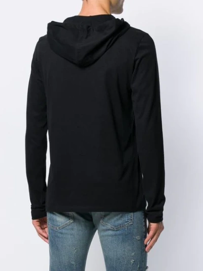 Shop Balmain Logo Print Hoodie In Black