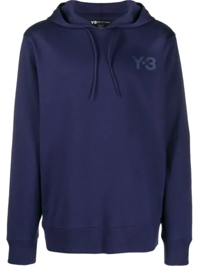 Shop Y-3 Logo Hoodie In Blue
