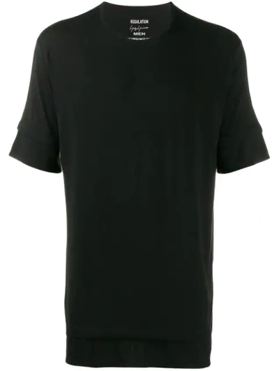 Shop Yohji Yamamoto T-shirt Im Layering-look In Black