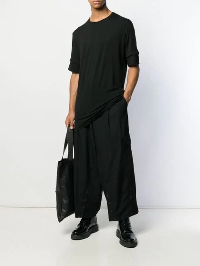 Shop Yohji Yamamoto T-shirt Im Layering-look In Black