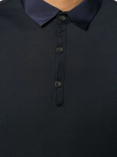 Shop Lanvin Contrast Collar Polo Shirt In Blue
