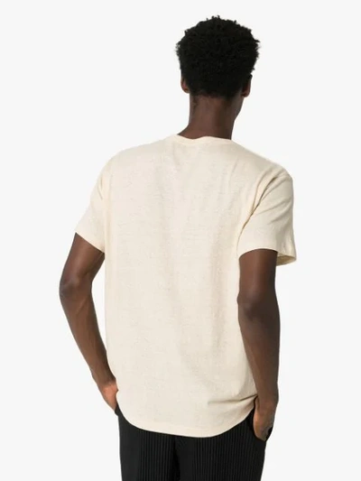 Shop Yohji Yamamoto Henley Message Cotton T-shirt In Neutrals