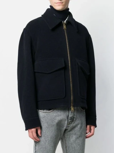 Shop Ami Alexandre Mattiussi Patch Pockets Zipped Jacket In Blue